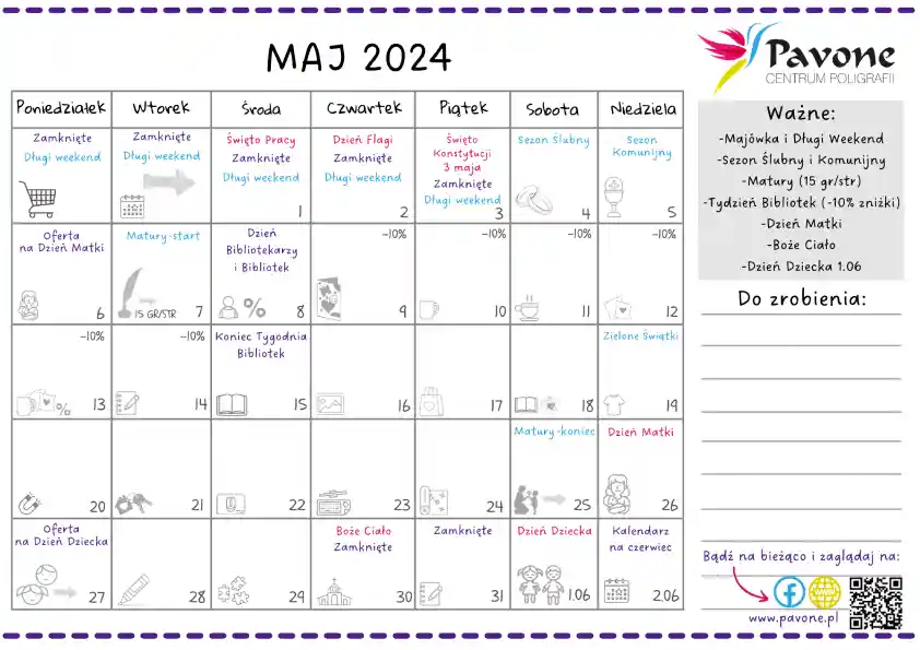 MAJ - kalendarz Pavone