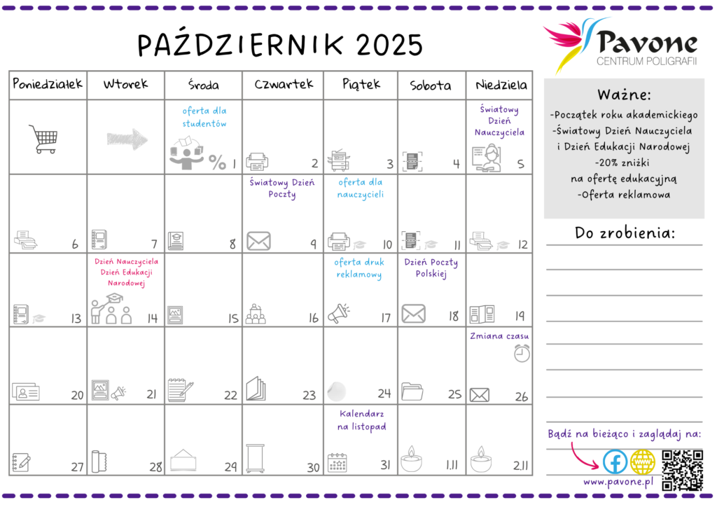 Październik 25 - kalendarz pavone